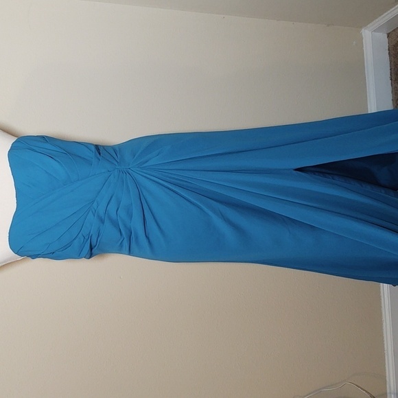 David's Bridal Full Length Strapless Formal Blue - Picture 1 of 10